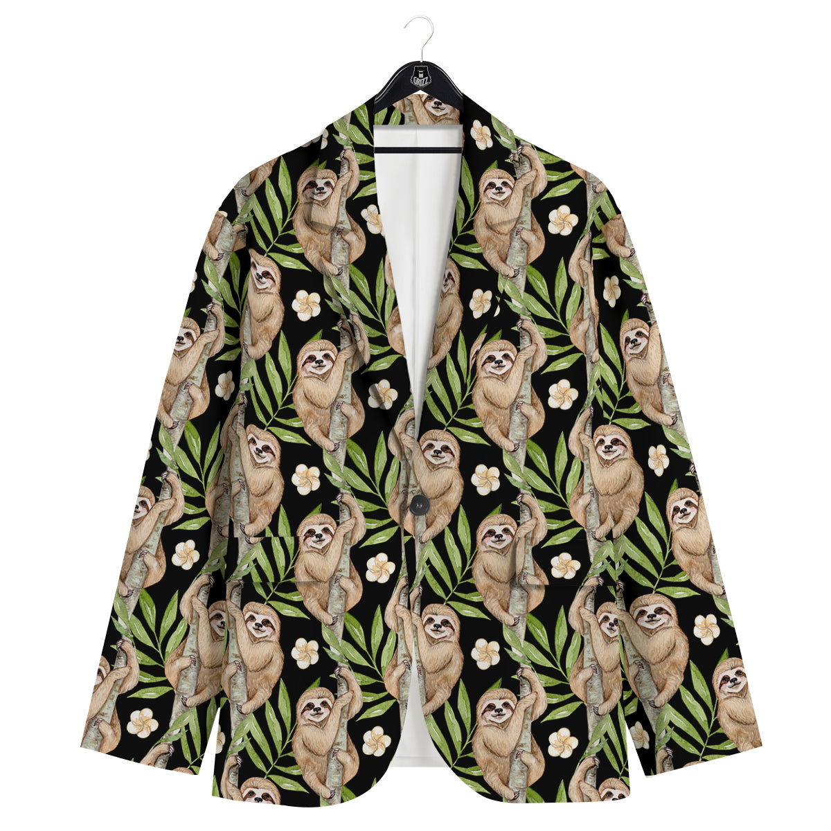 Sloth Watercolor Print Pattern Men's Sport Coat-grizzshop