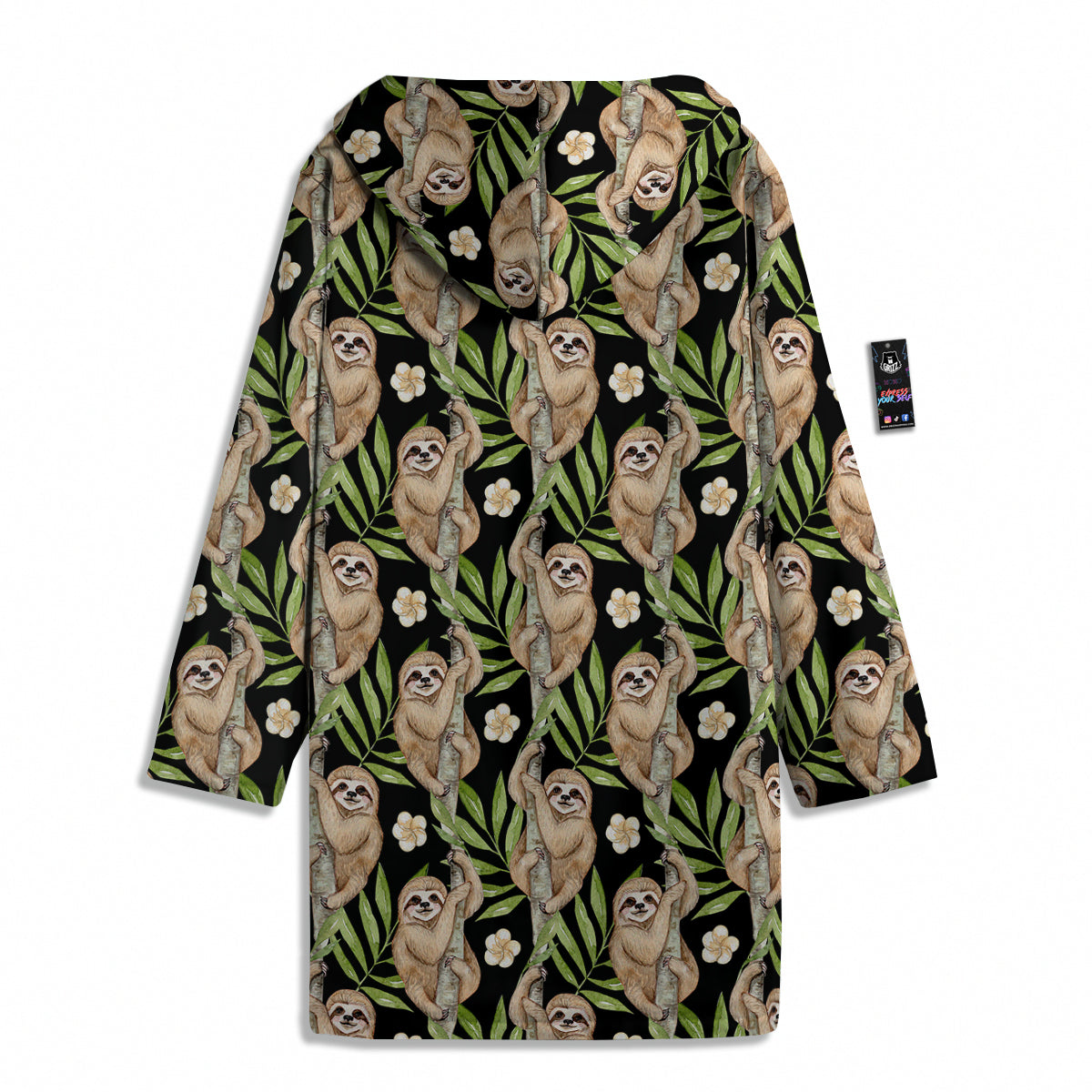 Sloth Watercolor Print Pattern Men's Windbreaker Jacket-grizzshop