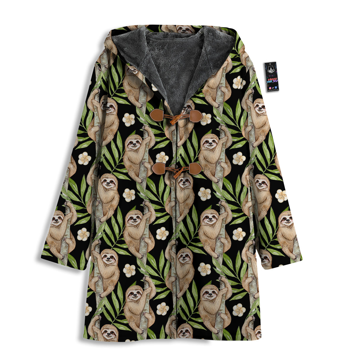 Sloth Watercolor Print Pattern Men's Windbreaker Jacket-grizzshop