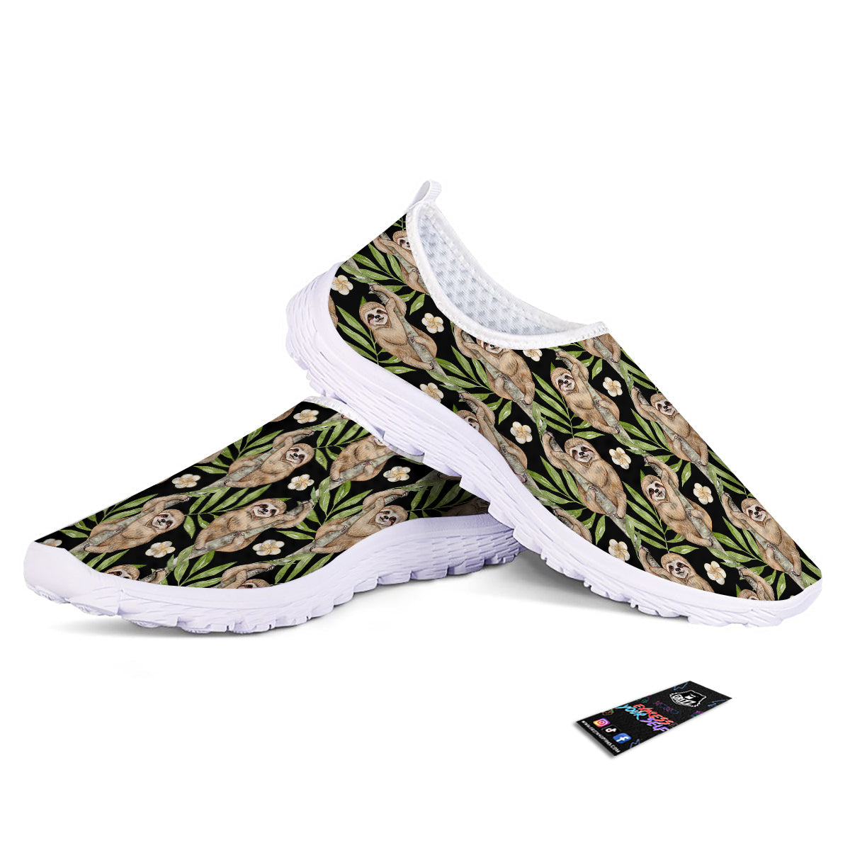Sloth Watercolor Print Pattern Nurse Shoes-grizzshop