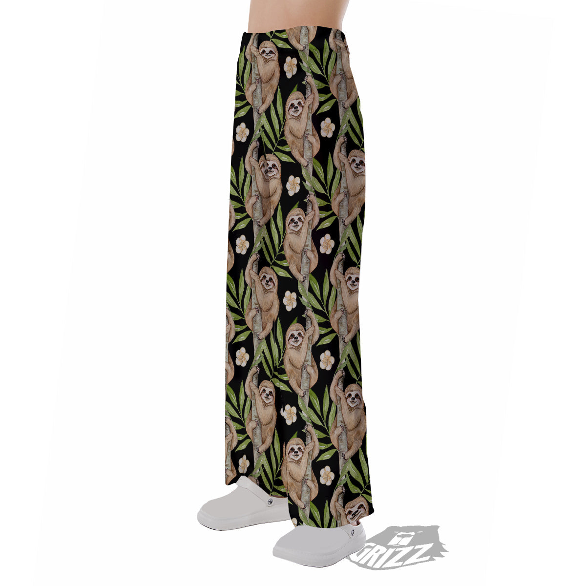Sloth Watercolor Print Pattern Pajama Pants-grizzshop