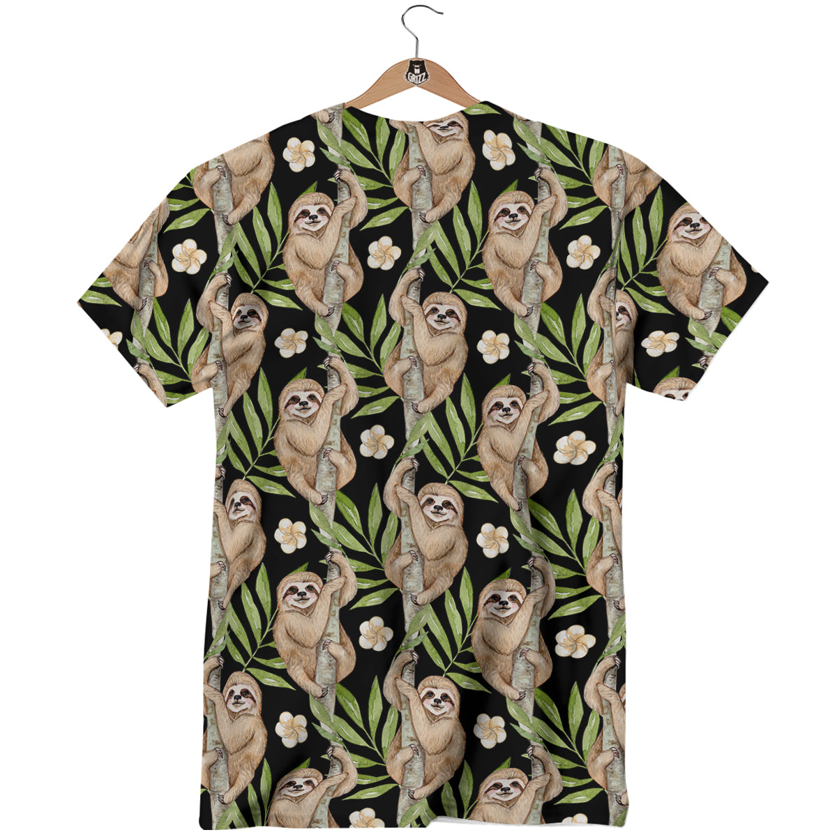 Sloth Watercolor Print Pattern T-Shirt-grizzshop