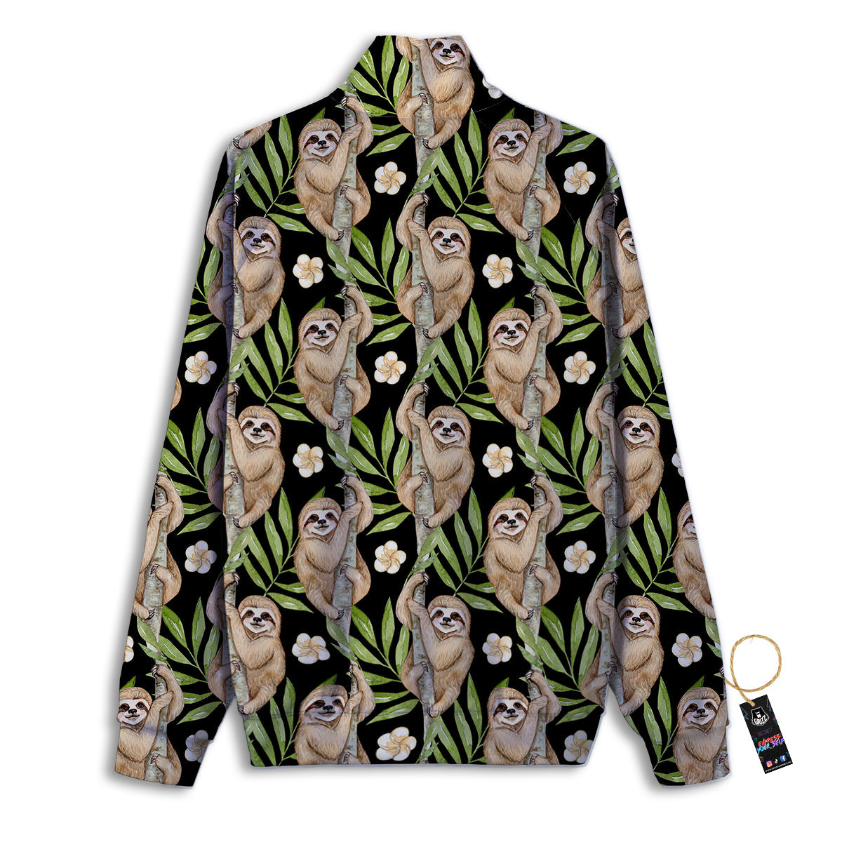 Sloth Watercolor Print Pattern Track Jacket-grizzshop