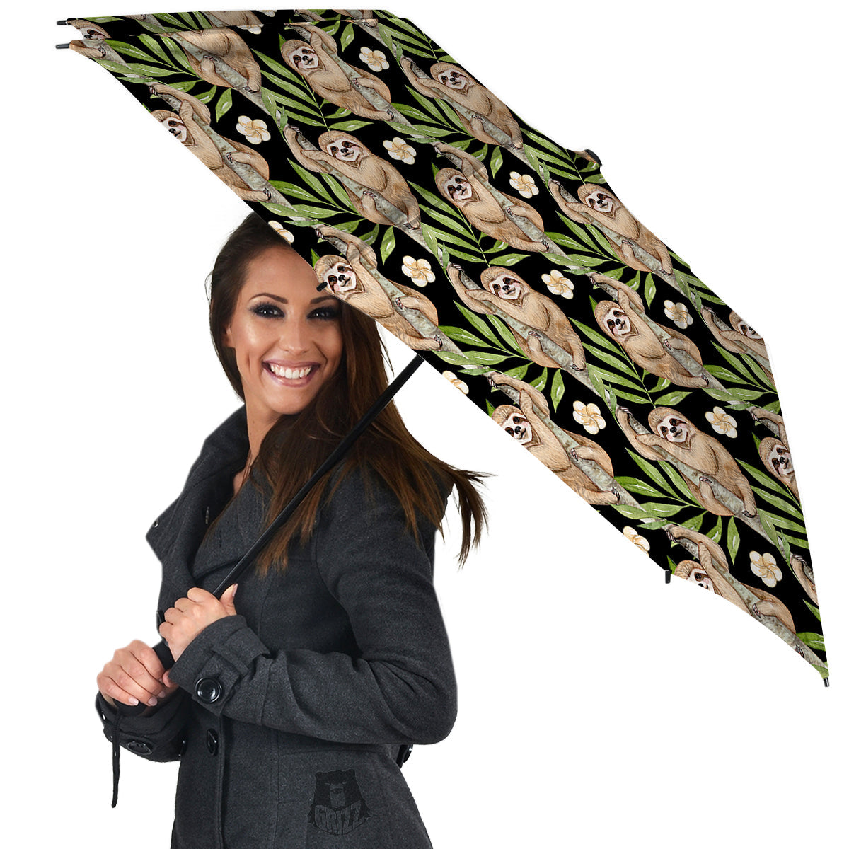 Sloth Watercolor Print Pattern Umbrella-grizzshop