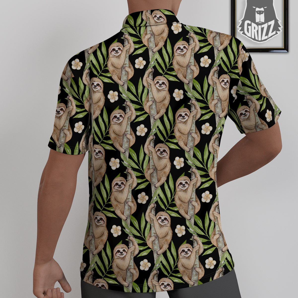 Sloth Watercolor Print Pattern Untucked Shirts-grizzshop