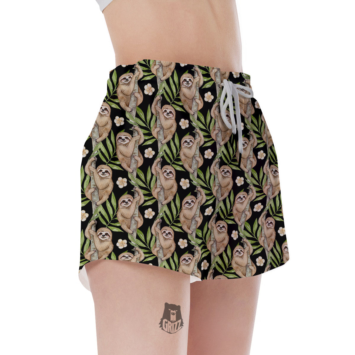 Sloth Watercolor Print Pattern Women's Shorts-grizzshop