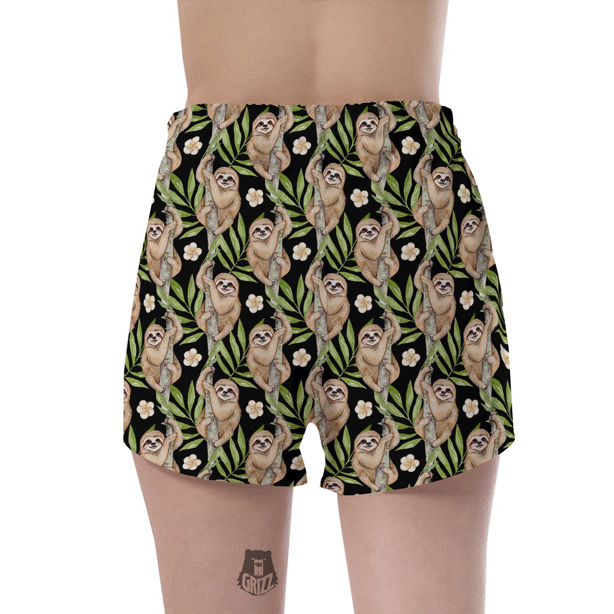 Sloth Watercolor Print Pattern Women's Shorts-grizzshop