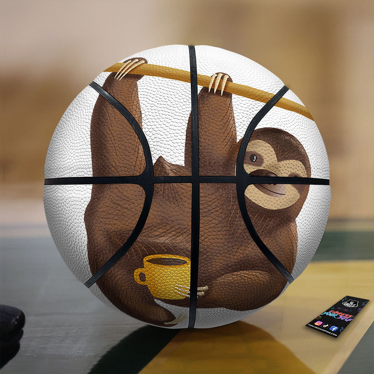 Sloth Happy Print Basketball
