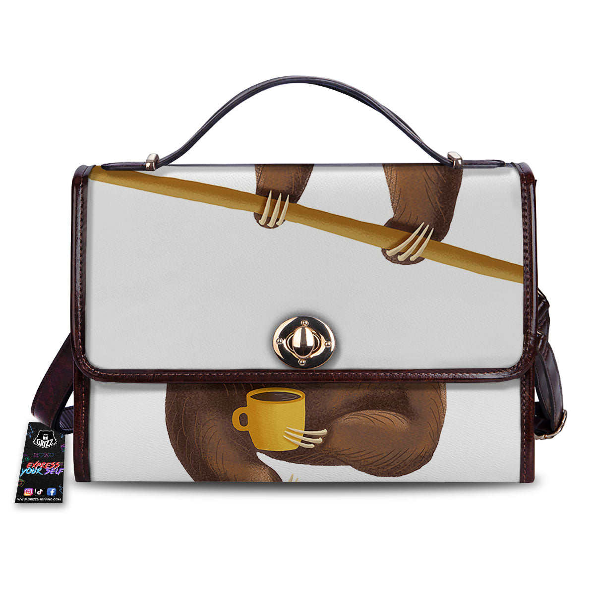Sloth Happy Print Women's Satchel Bag
