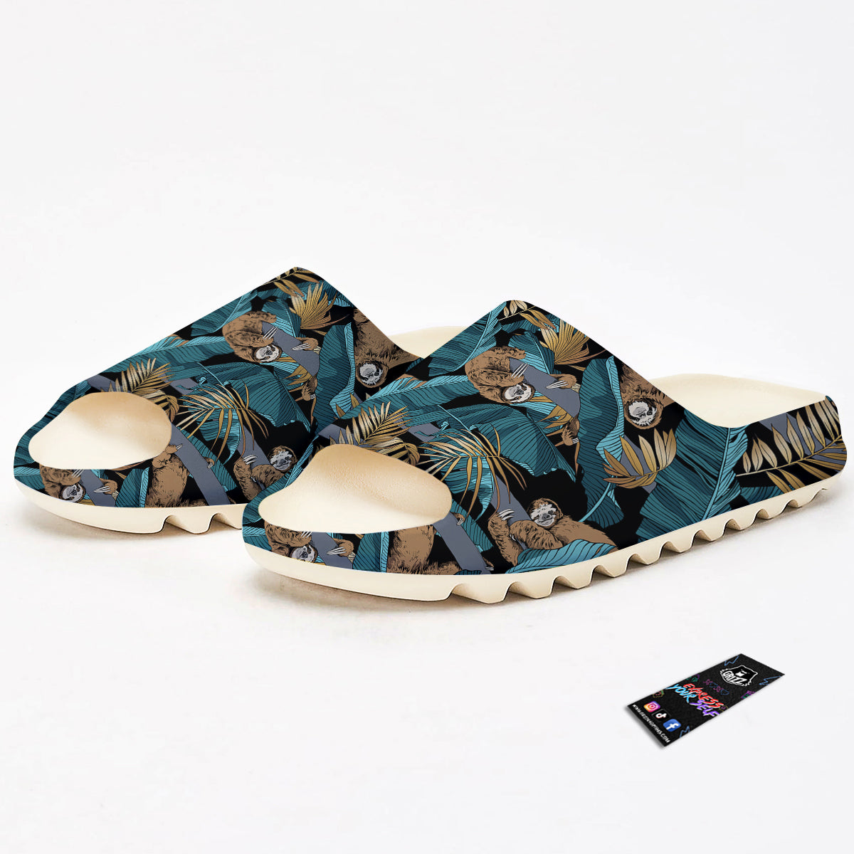 Sloth Tropical Print Pattern Sandals-grizzshop