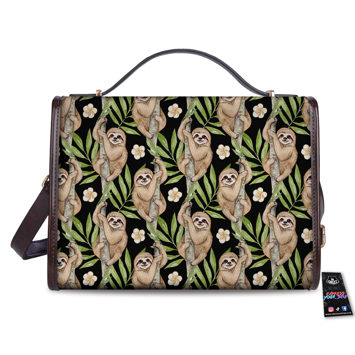 Sloth Watercolor Print Pattern Women's Satchel Bag