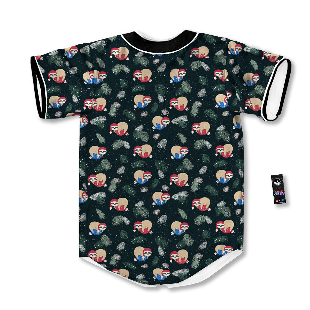 Sloths Sleeping Christmas Print Pattern Baseball Jersey-grizzshop