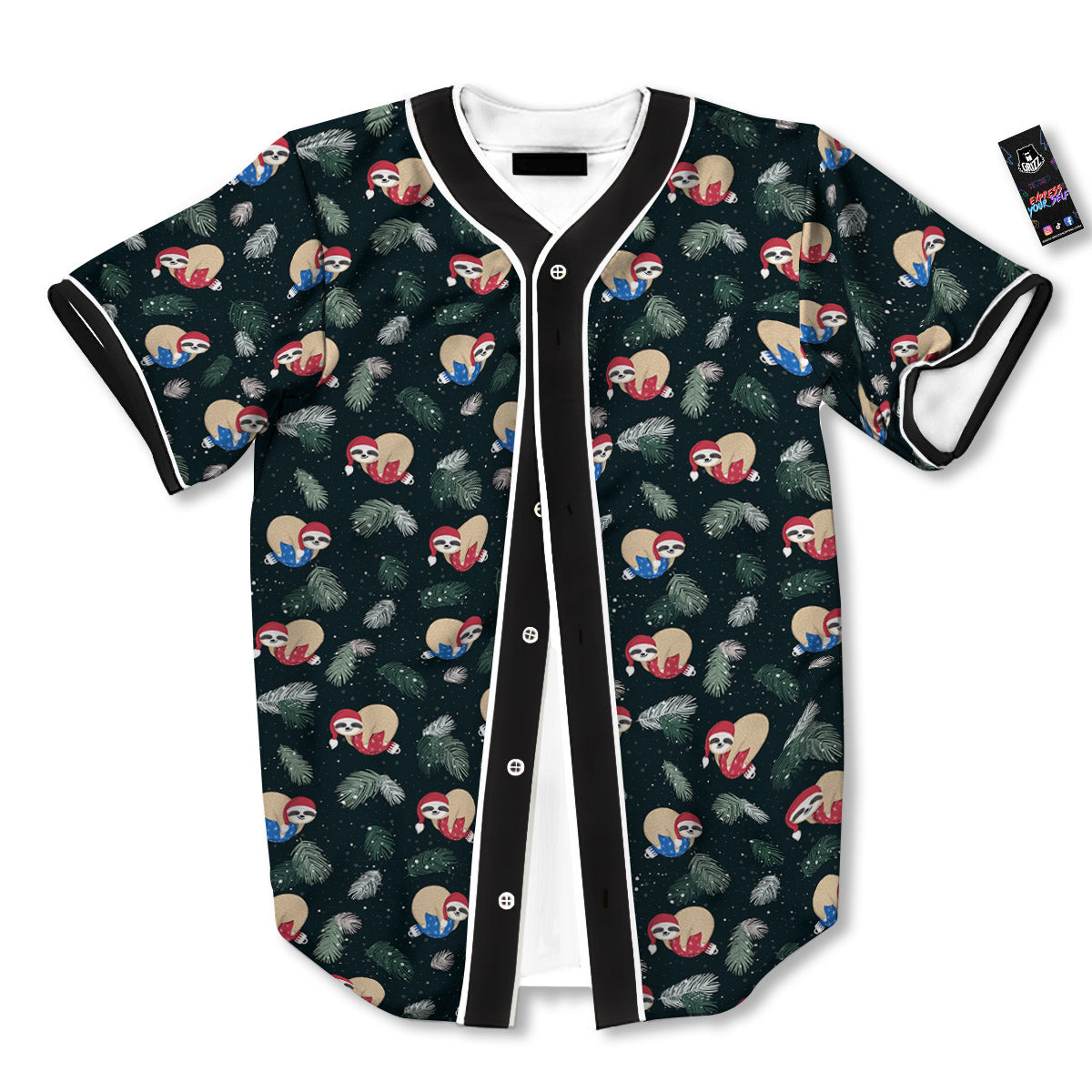 Sloths Sleeping Christmas Print Pattern Baseball Jersey-grizzshop