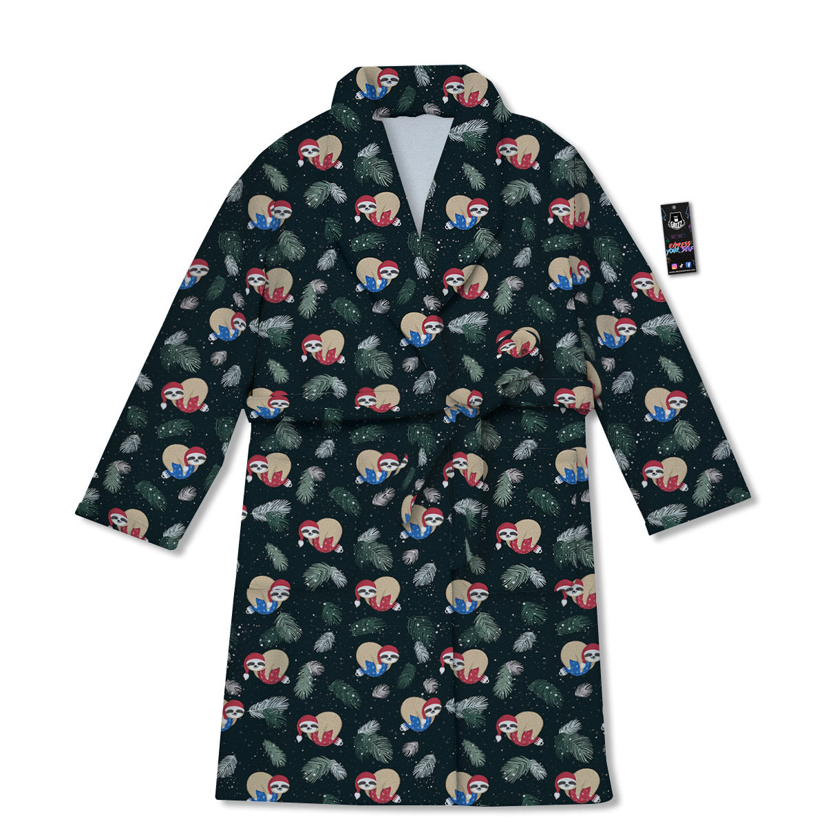 Sloths Sleeping Christmas Print Pattern Bathrobe-grizzshop