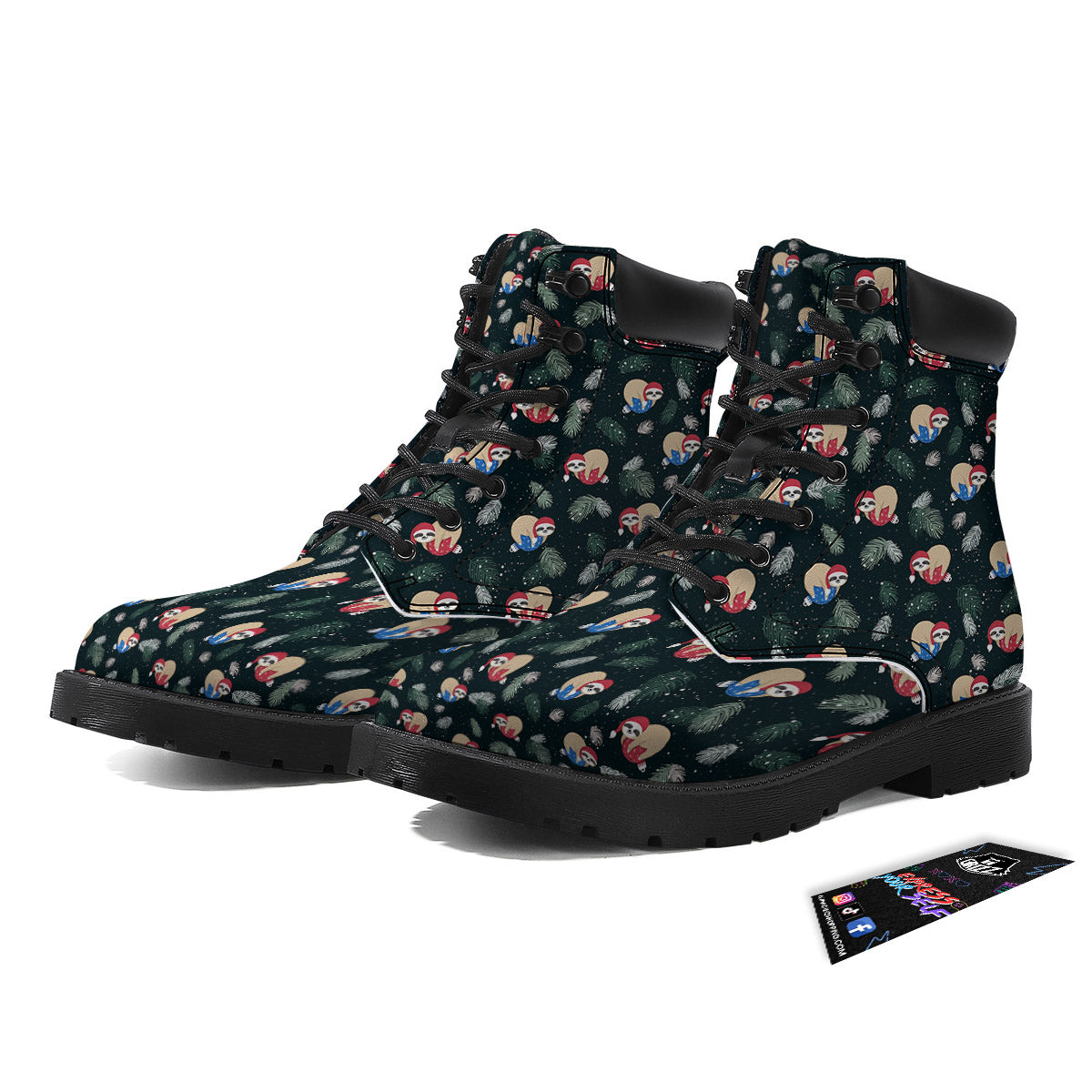 Sloths Sleeping Christmas Print Pattern Boots-grizzshop