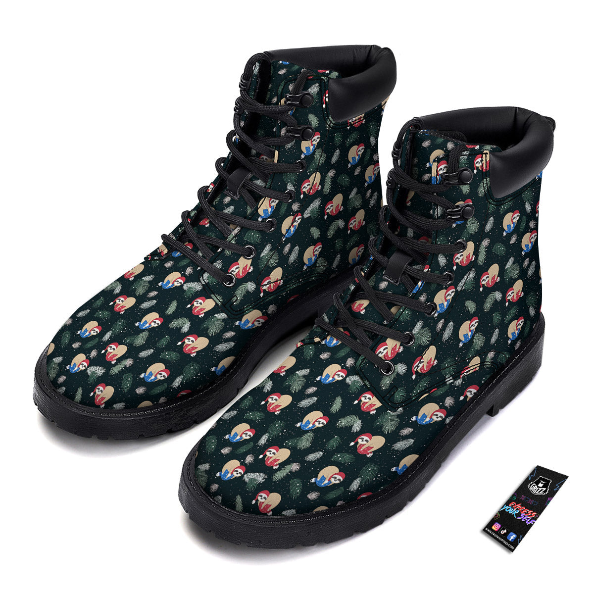 Sloths Sleeping Christmas Print Pattern Boots-grizzshop