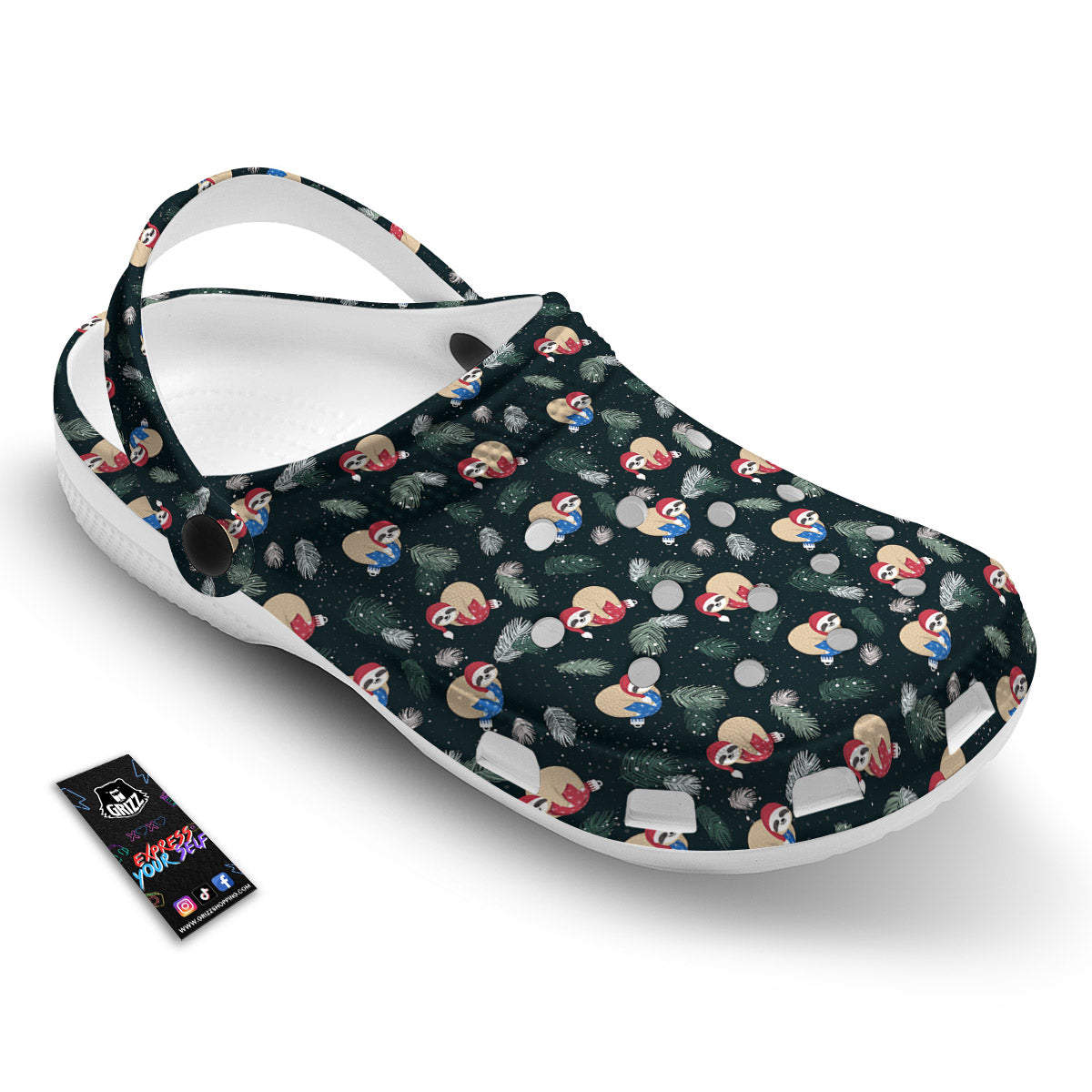 Sloths Sleeping Christmas Print Pattern Clog-grizzshop
