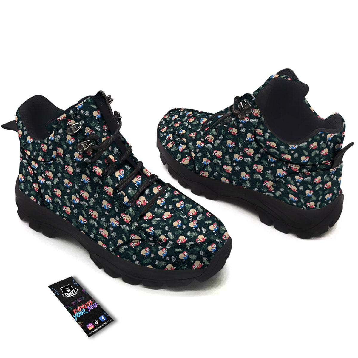 Sloths Sleeping Christmas Print Pattern Hiking Shoes-grizzshop