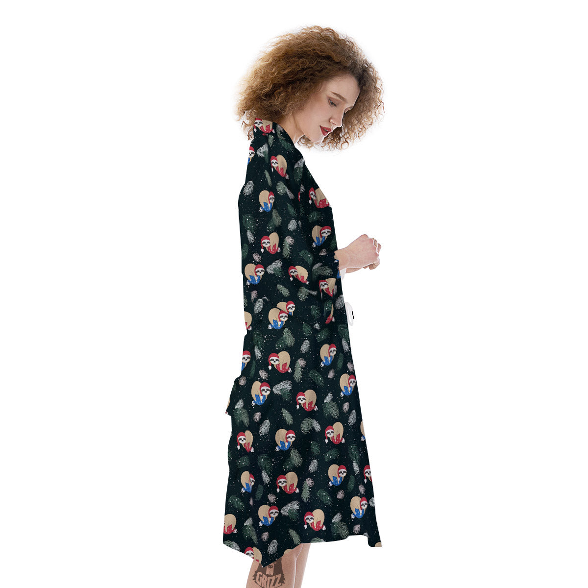 Sloths Sleeping Christmas Print Pattern Kimono-grizzshop