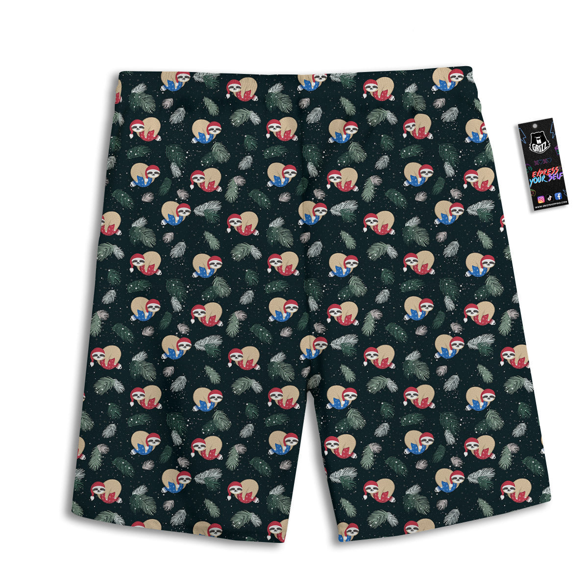 Sloths Sleeping Christmas Print Pattern Men's Athletic Shorts