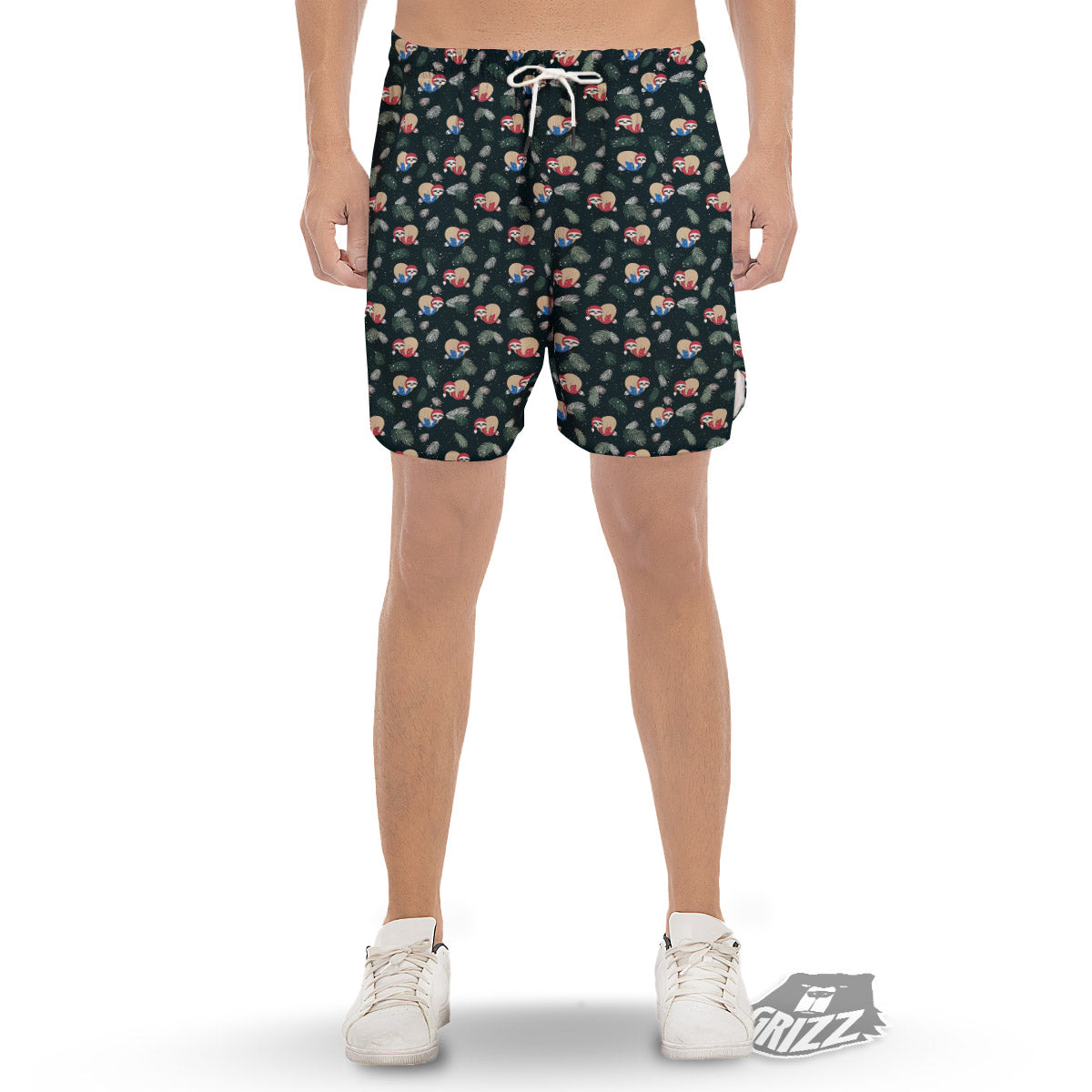 Sloths Sleeping Christmas Print Pattern Men's Gym Shorts-grizzshop