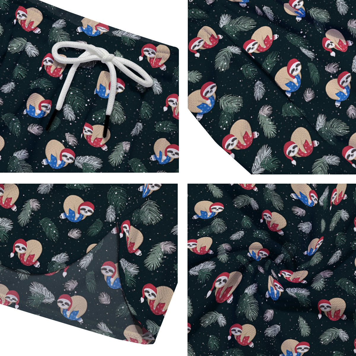 Sloths Sleeping Christmas Print Pattern Men's Running Shorts-grizzshop