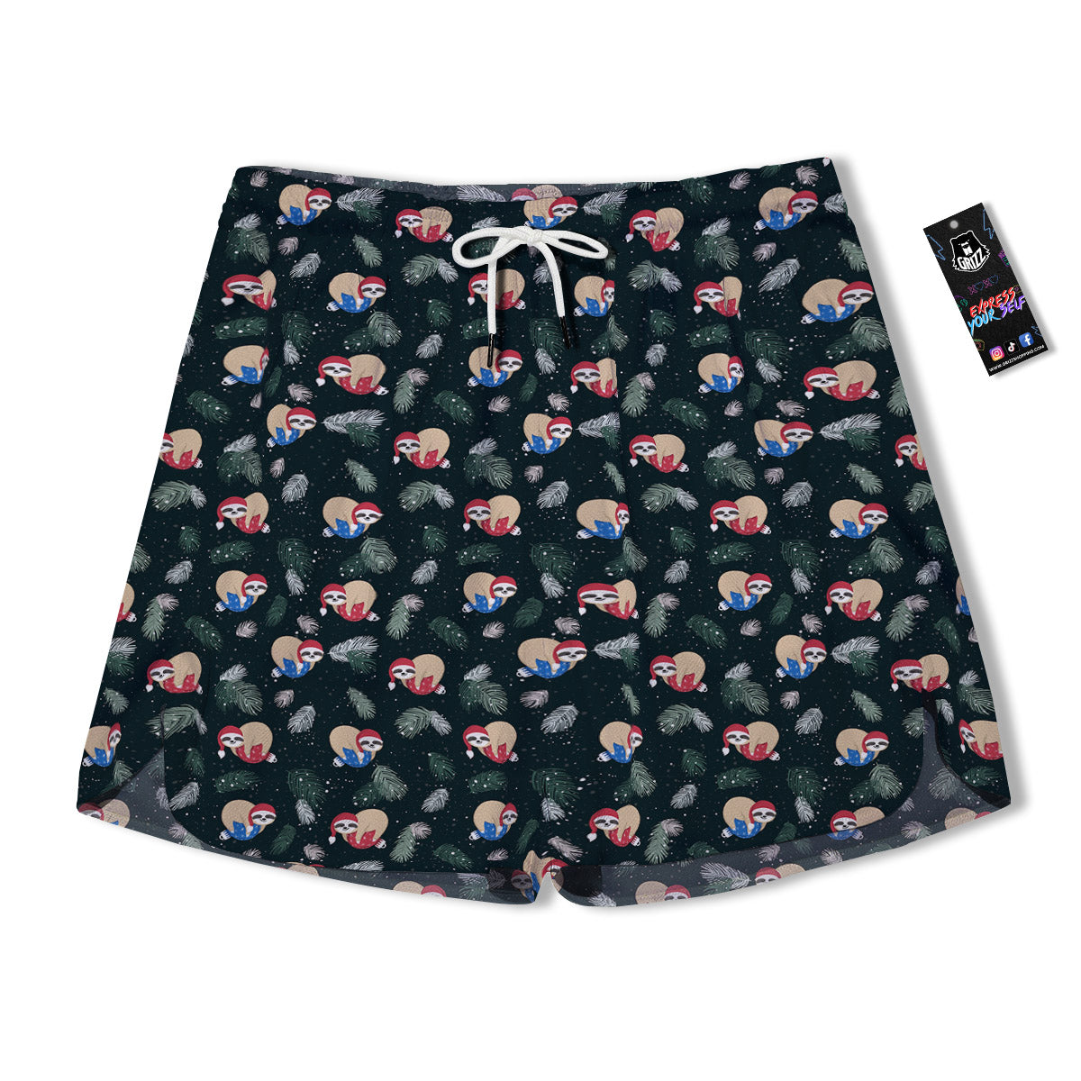 Sloths Sleeping Christmas Print Pattern Men's Running Shorts-grizzshop