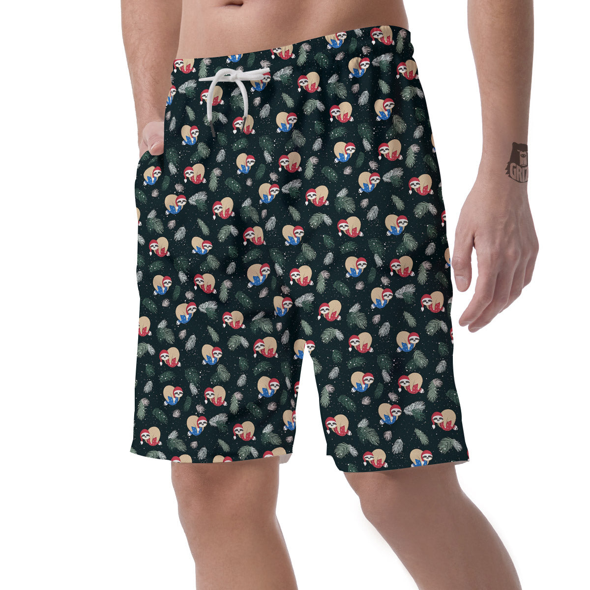 Sloths Sleeping Christmas Print Pattern Men's Shorts-grizzshop