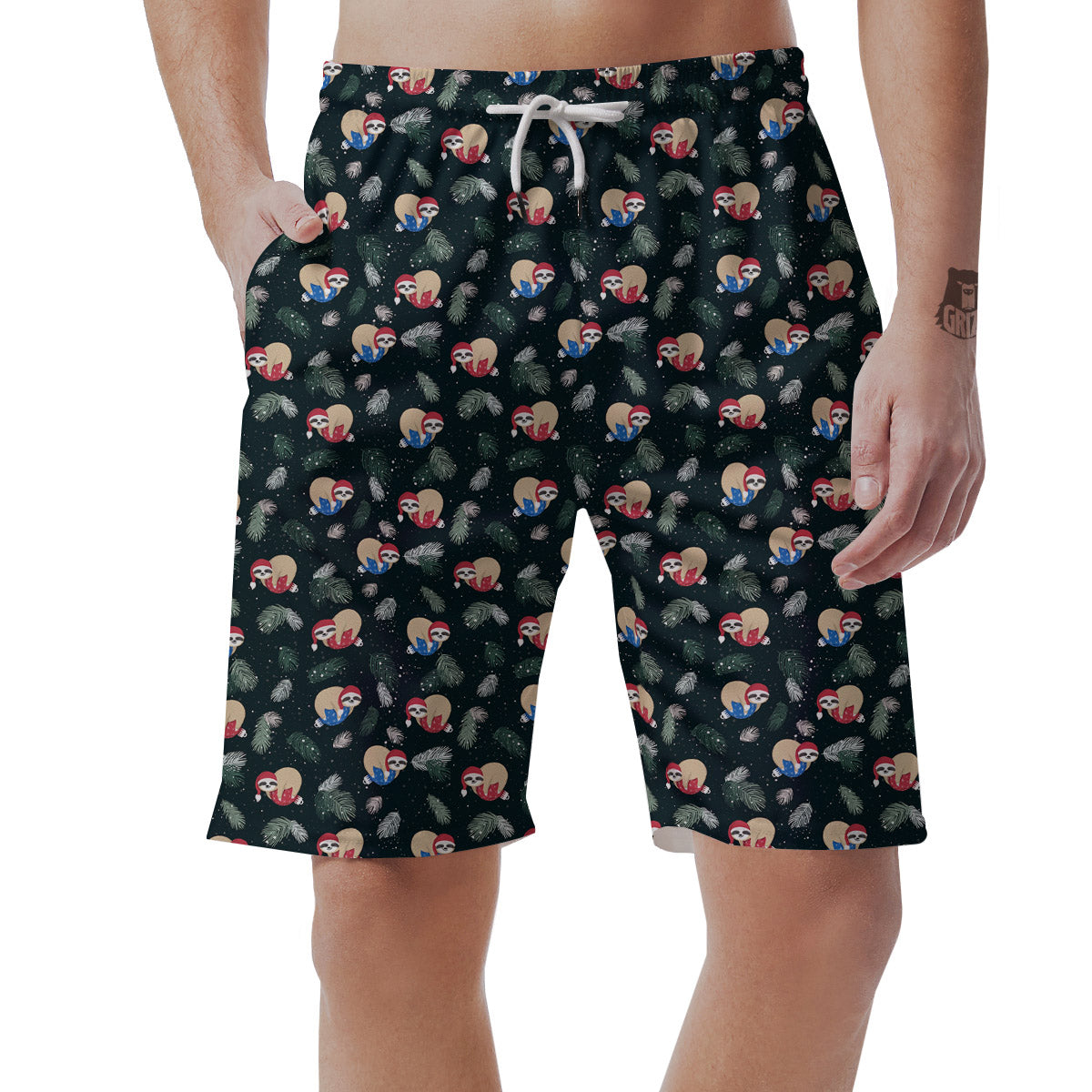 Sloths Sleeping Christmas Print Pattern Men's Shorts-grizzshop