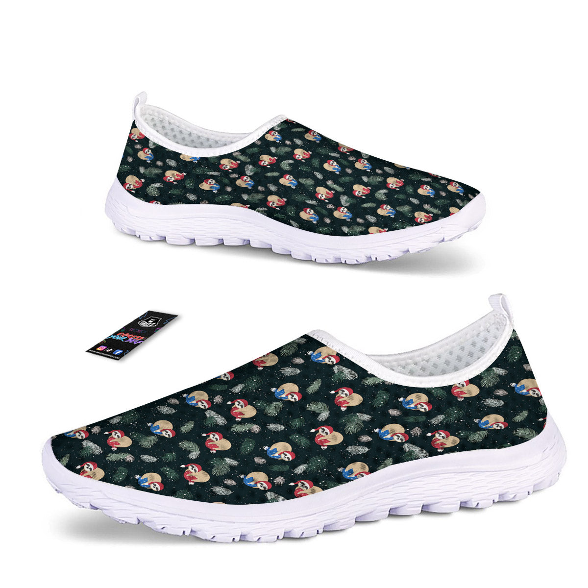 Sloths Sleeping Christmas Print Pattern Nurse Shoes-grizzshop