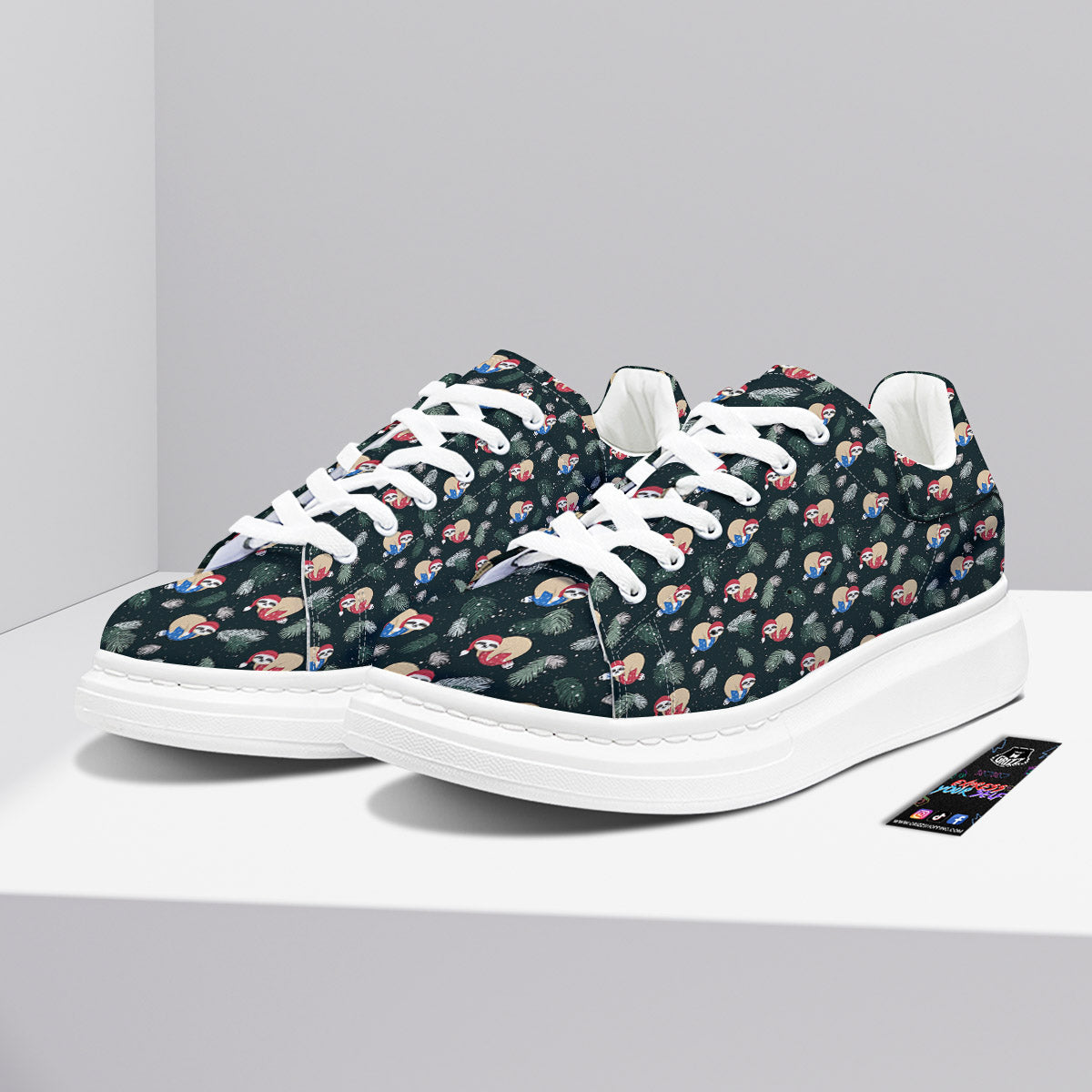 Sloths Sleeping Christmas Print Pattern Platform Shoes-grizzshop