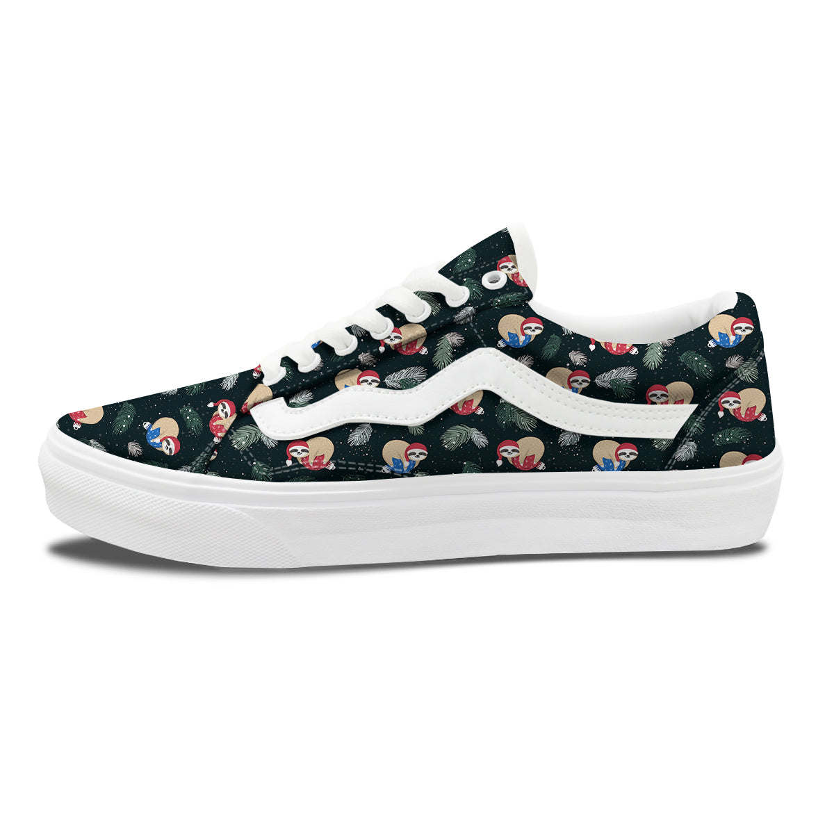 Sloths Sleeping Christmas Print Pattern Skate Shoes-grizzshop