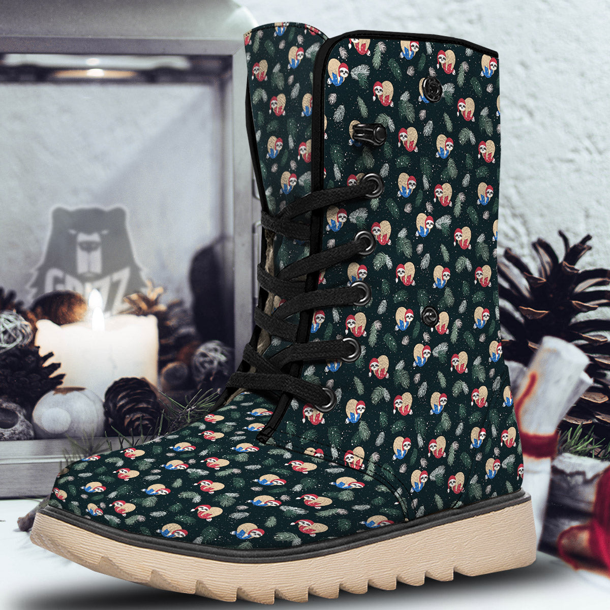 Sloths Sleeping Christmas Print Pattern Snow Boots-grizzshop
