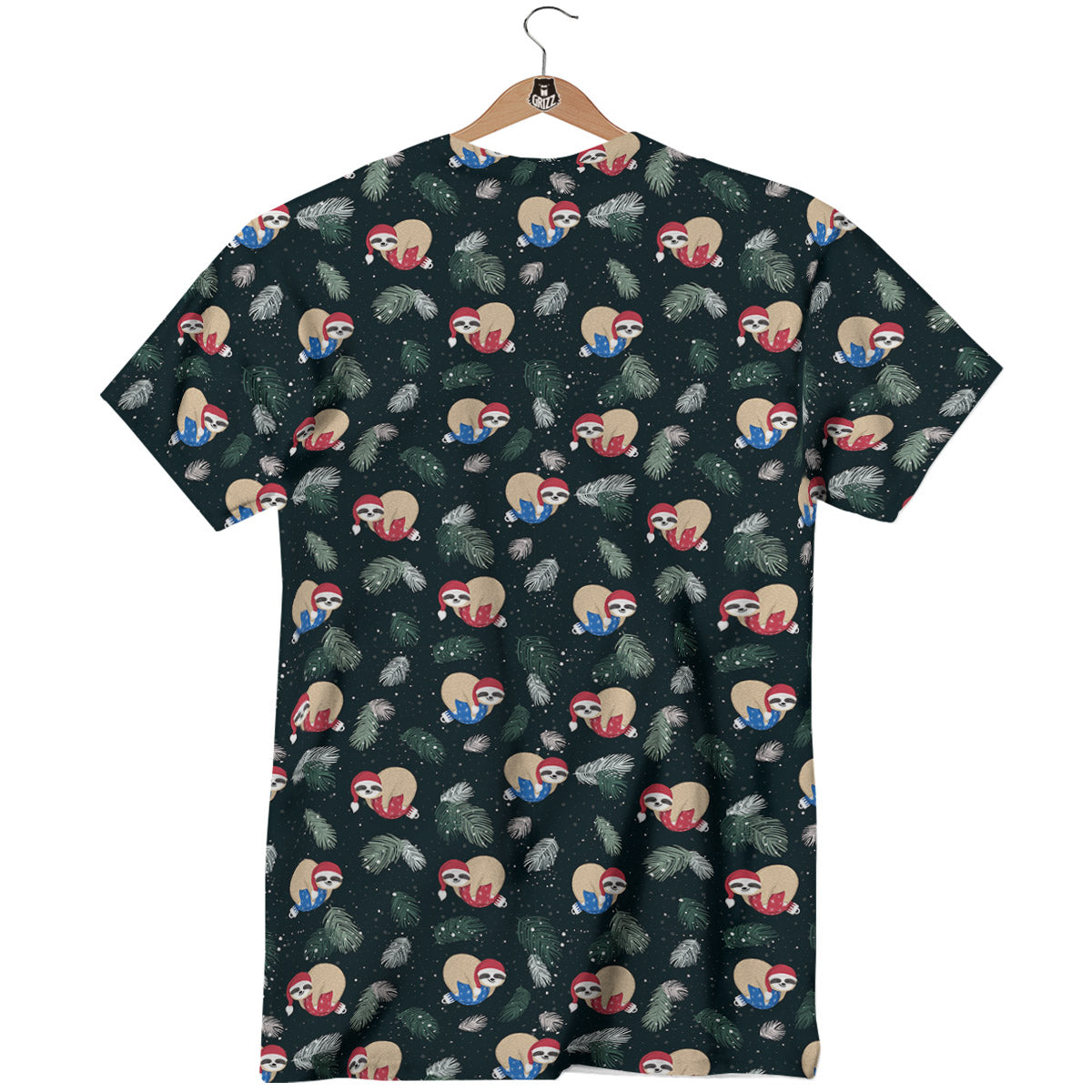 Sloths Sleeping Christmas Print Pattern T-Shirt-grizzshop