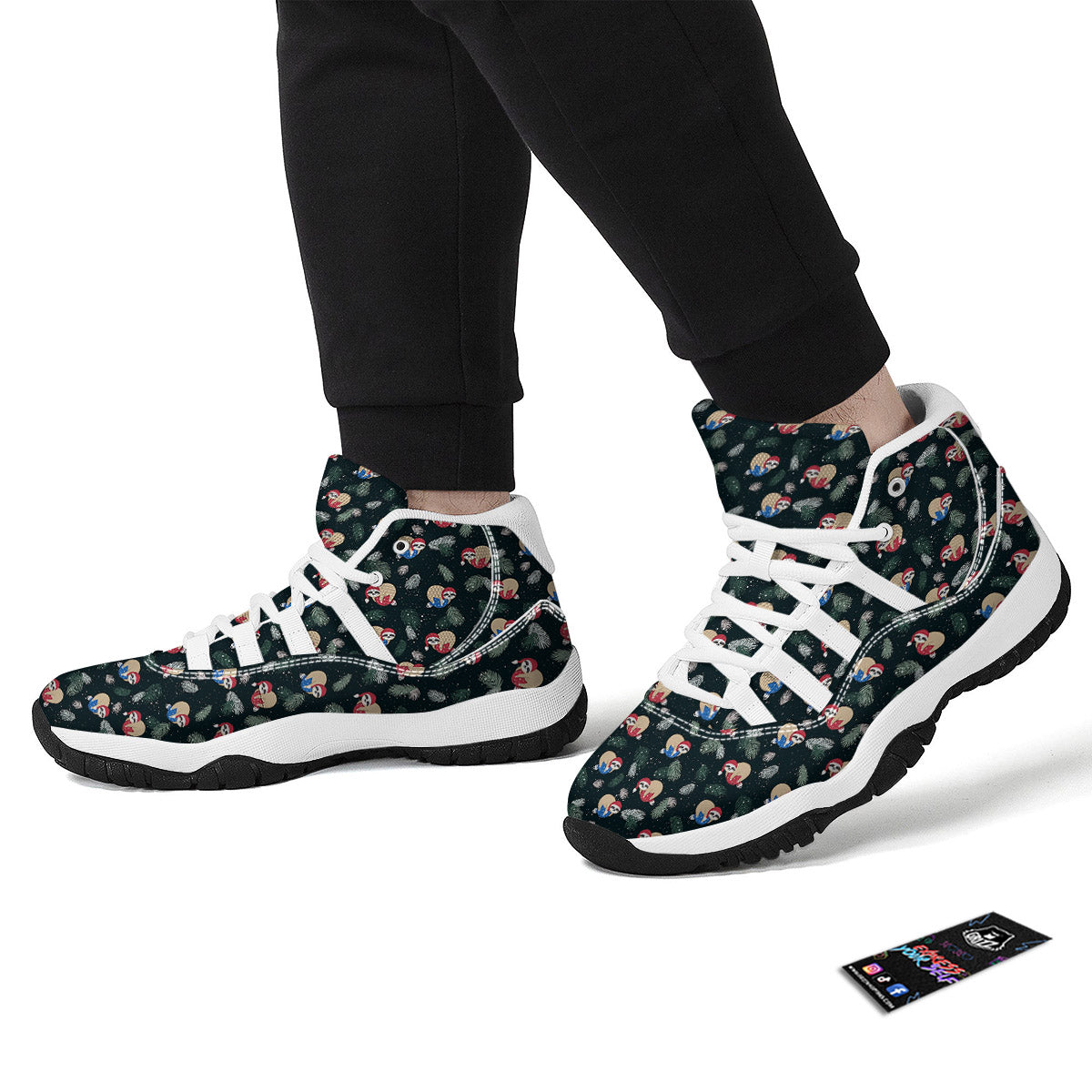 Sloths Sleeping Christmas Print Pattern White Bball Shoes-grizzshop