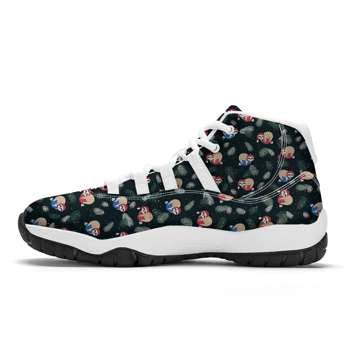 Sloths Sleeping Christmas Print Pattern White Bball Shoes-grizzshop