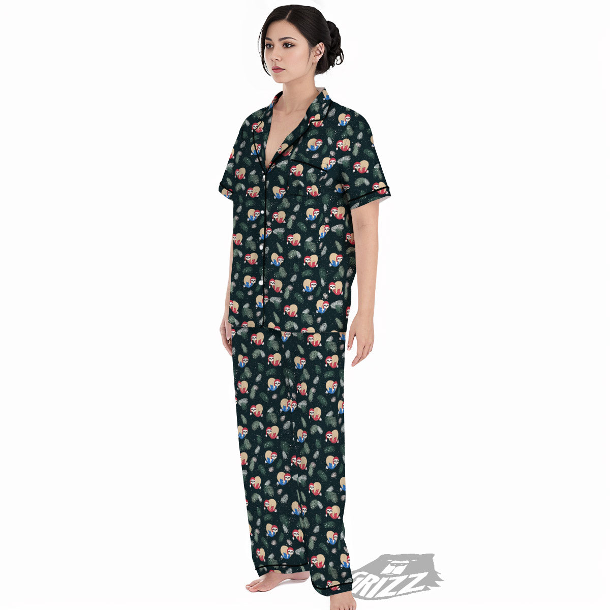 Sloths Sleeping Christmas Print Pattern Women's Pajamas Set-grizzshop