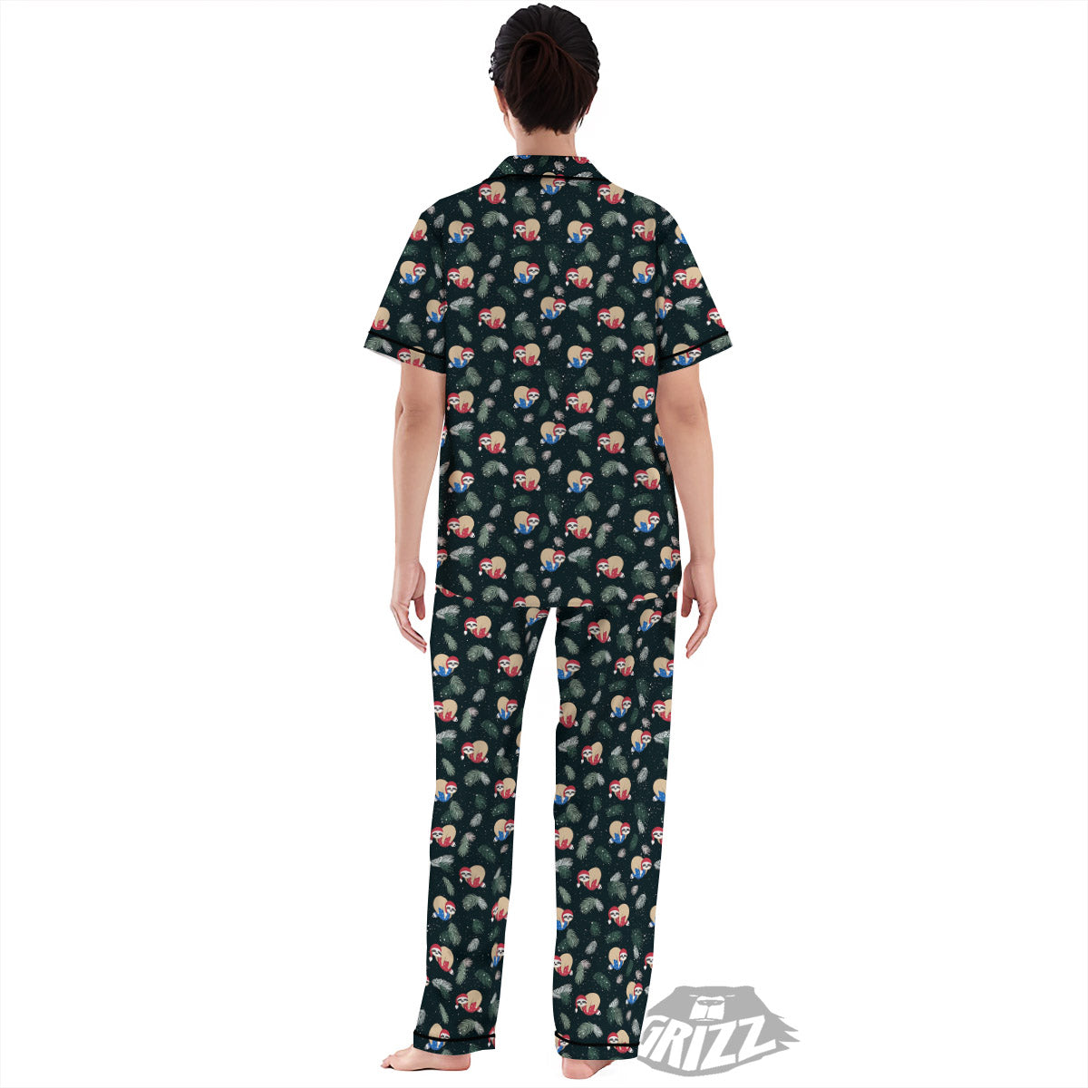 Sloths Sleeping Christmas Print Pattern Women's Pajamas Set-grizzshop