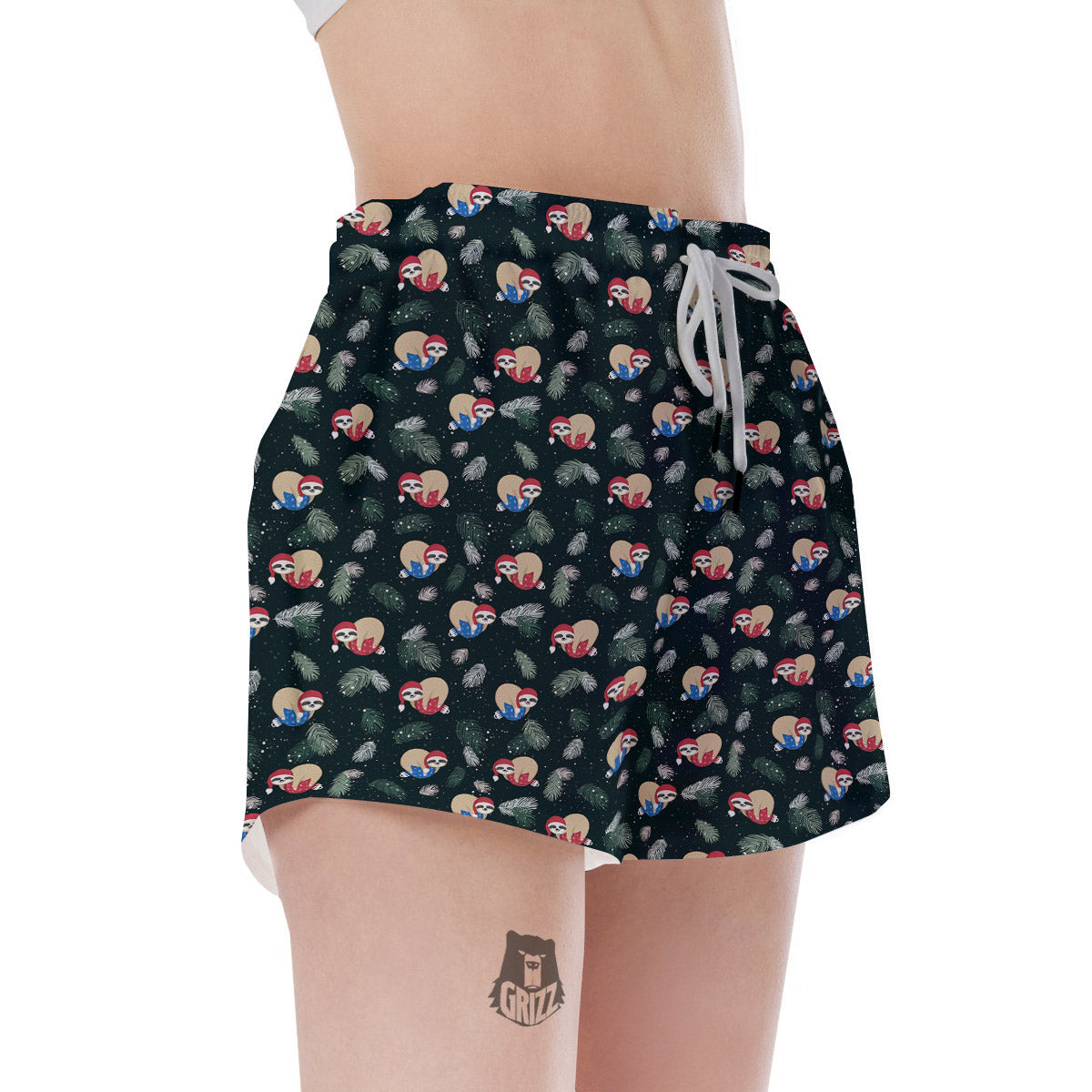 Sloths Sleeping Christmas Print Pattern Women's Shorts-grizzshop