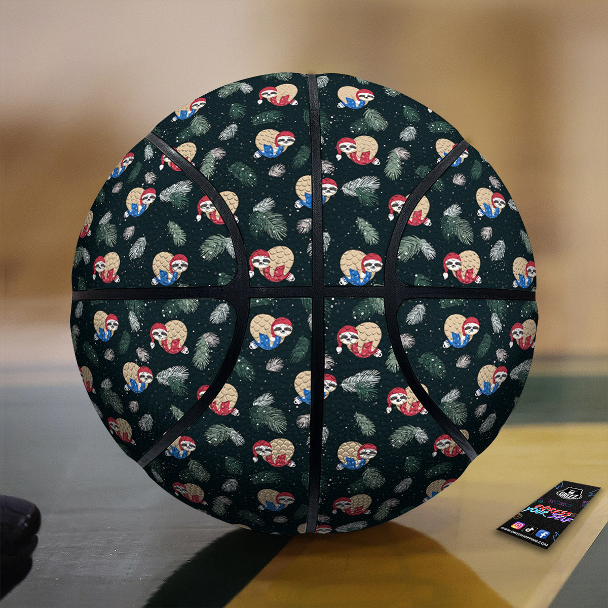 Sloths Sleeping Christmas Print Pattern Basketball