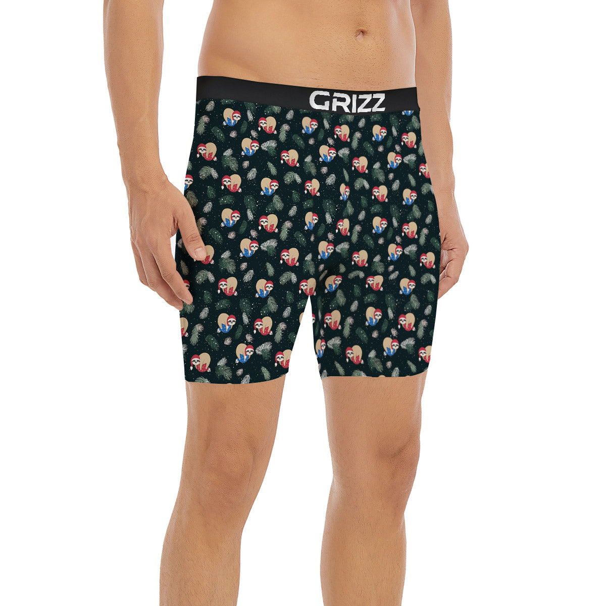 Sloths Sleeping Christmas Print Pattern Boxer Briefs