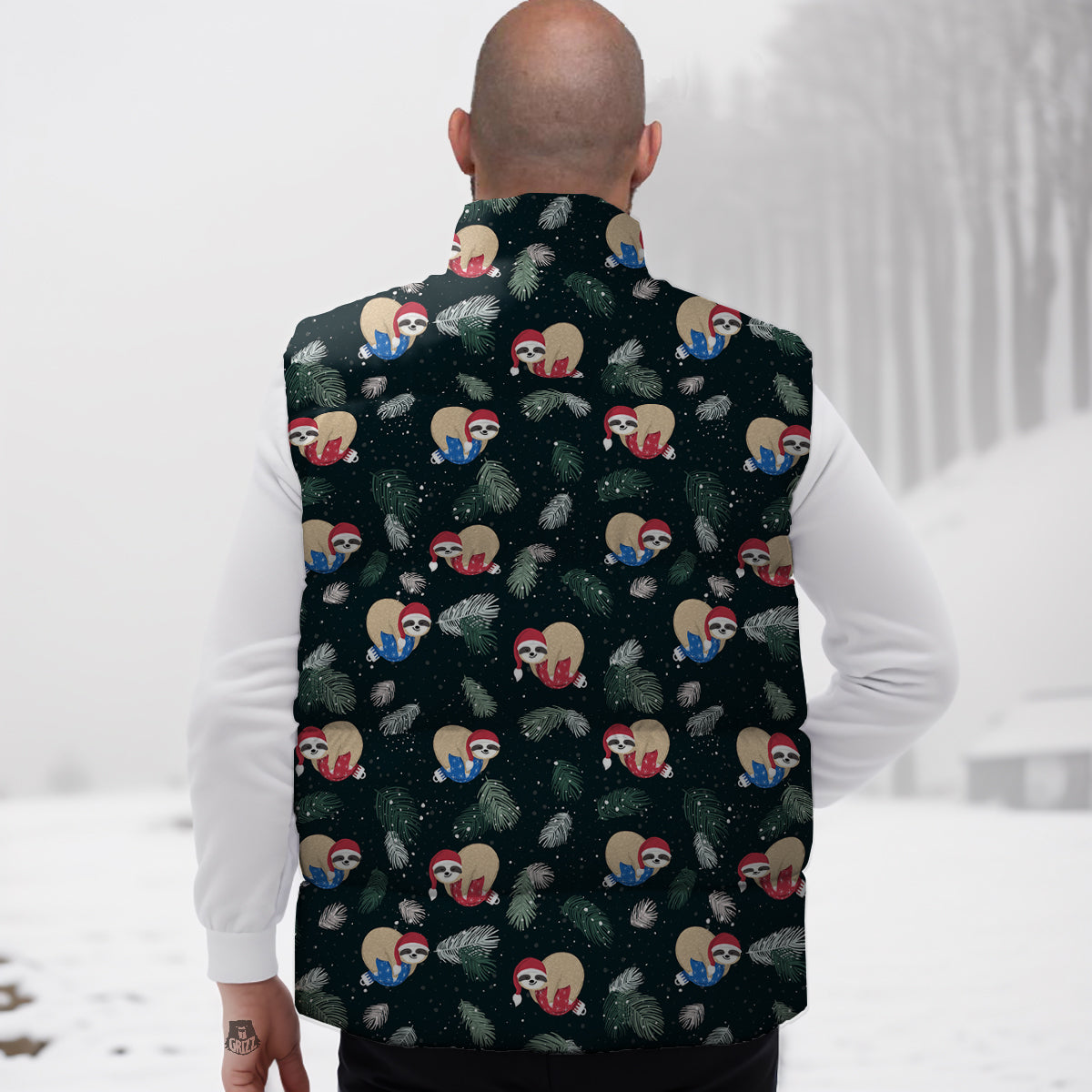 Sloths Sleeping Christmas Print Pattern Down Vest