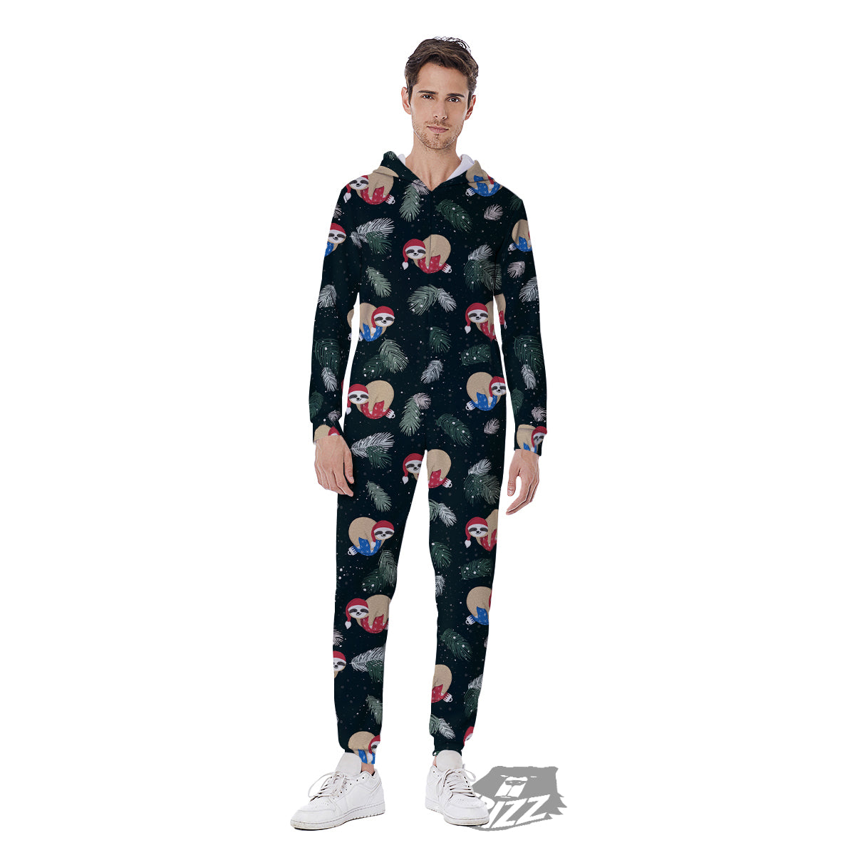 Sloths Sleeping Christmas Print Pattern Men's Jumpsuit-grizzshop