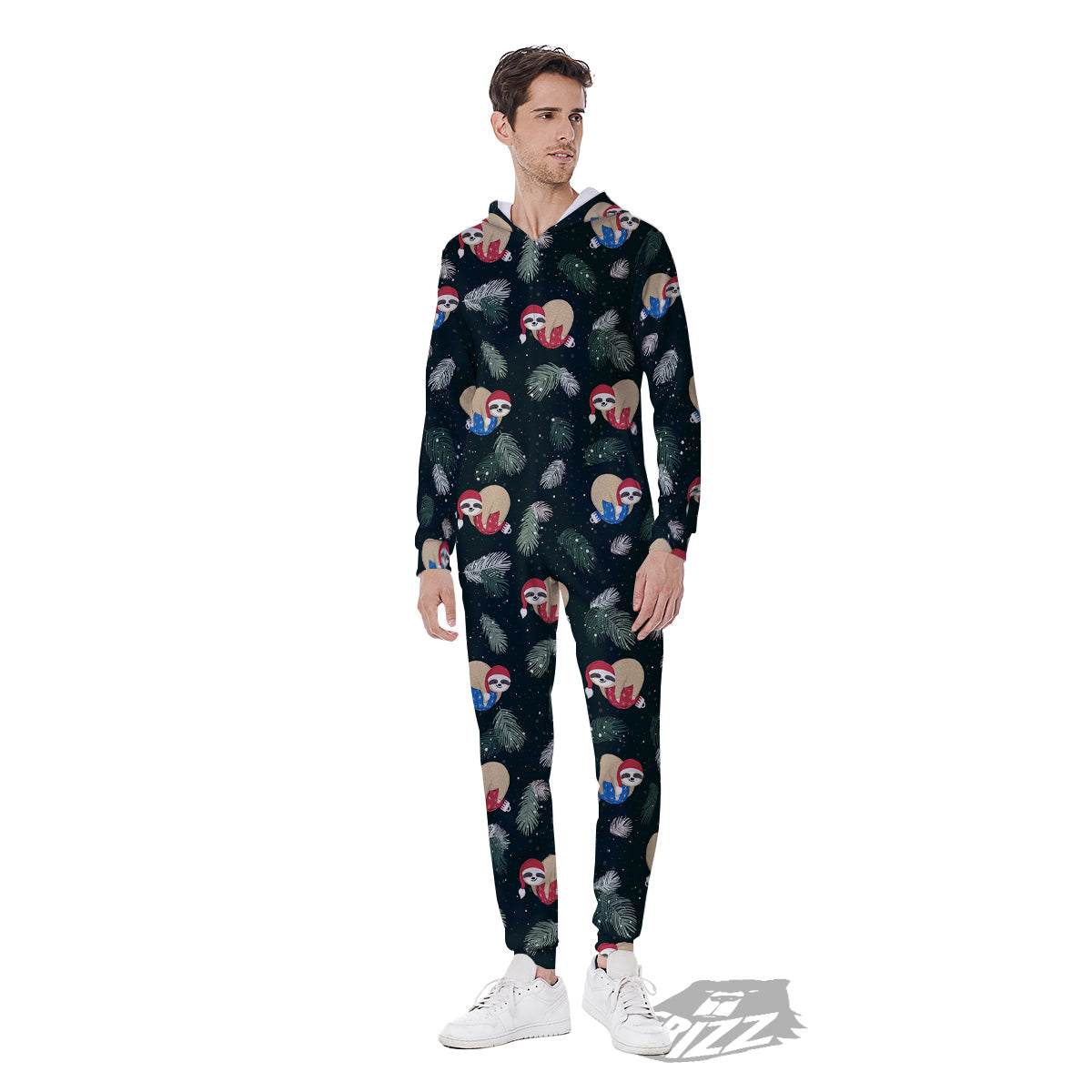 Sloths Sleeping Christmas Print Pattern Men's Jumpsuit-grizzshop