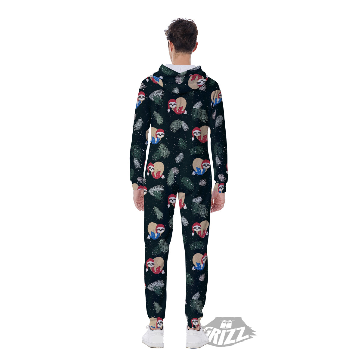 Sloths Sleeping Christmas Print Pattern Men's Jumpsuit-grizzshop