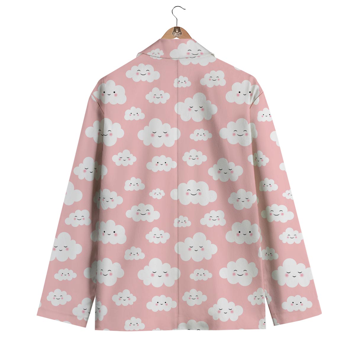 Smile Cloud Pattern Print Men's Blazer-grizzshop