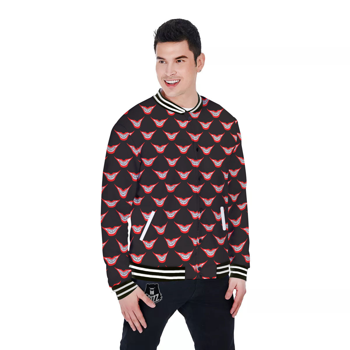 Smile Joker Print Pattern Baseball Jacket-grizzshop