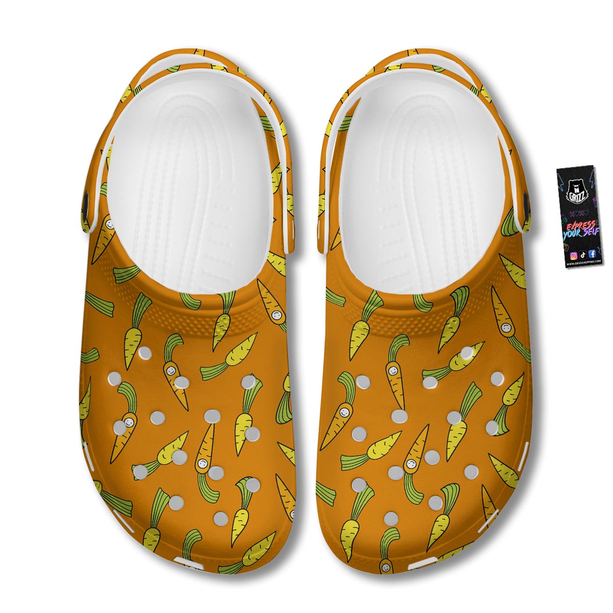 Smiley Carrot Print Pattern Clog-grizzshop