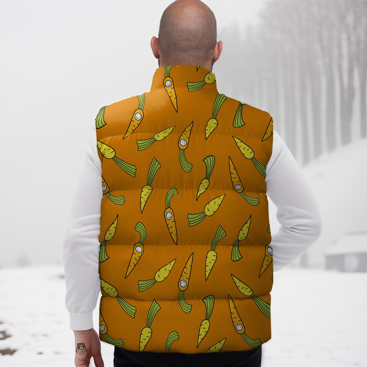 Smiley Carrot Print Pattern Down Vest