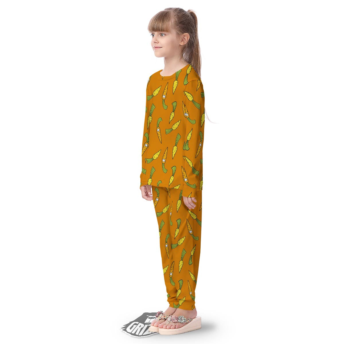 Smiley Carrot Print Pattern Kid's Pajamas-grizzshop